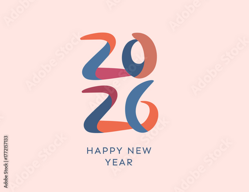 2026 New Year greetings logo vector illustration