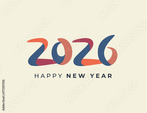 2026 New Year greetings logo vector illustration