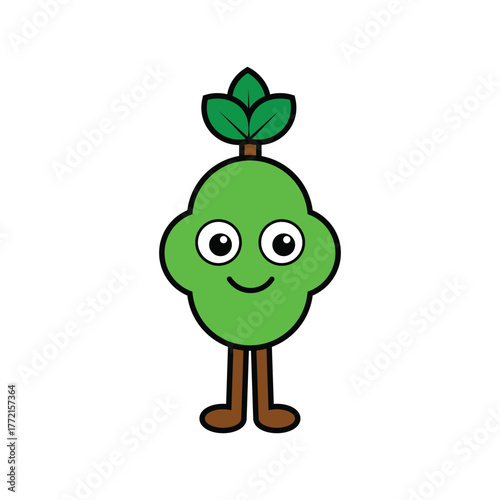 Eco Tree Sapling Mascot Character Green Cartoon Vector Design