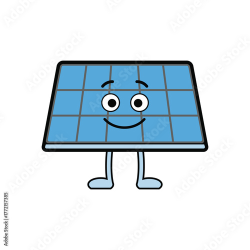 Solar Panel Eco Mascot Character Renewable Energy Vector Illustration