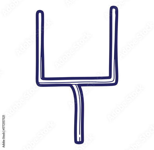 Hand drawn illustration of a stylized american football field goal post on white background