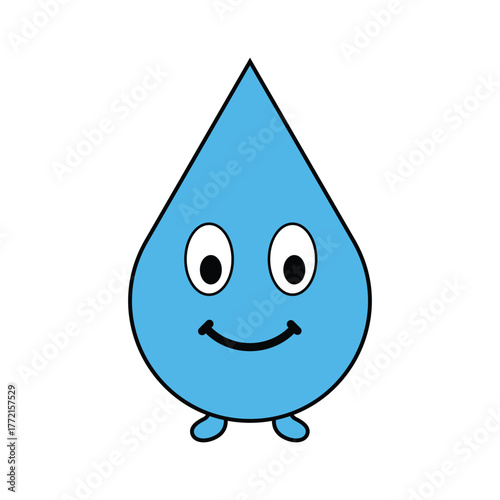 Water Droplet Eco Mascot Character Blue Cartoon Vector Illustration