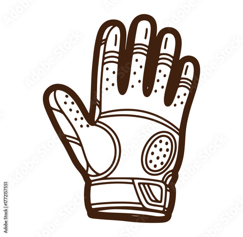 Hand drawn vector illustration of a baseball glove in brown color isolated on white background