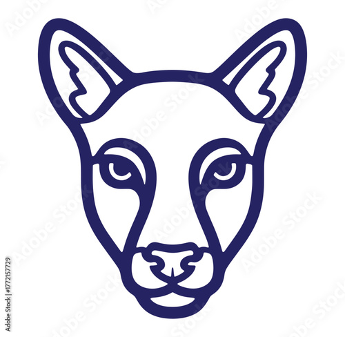 Minimalist stylized vector illustration of a cougar head in a contemporary design style