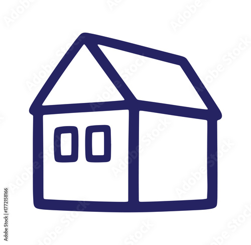 Simple hand drawn house icon representing home shelter and real estate concept