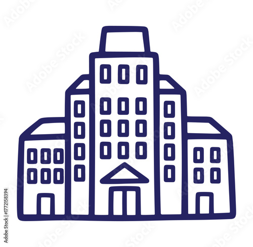 Simplified outline illustration of a modern building suitable for business and corporate concepts