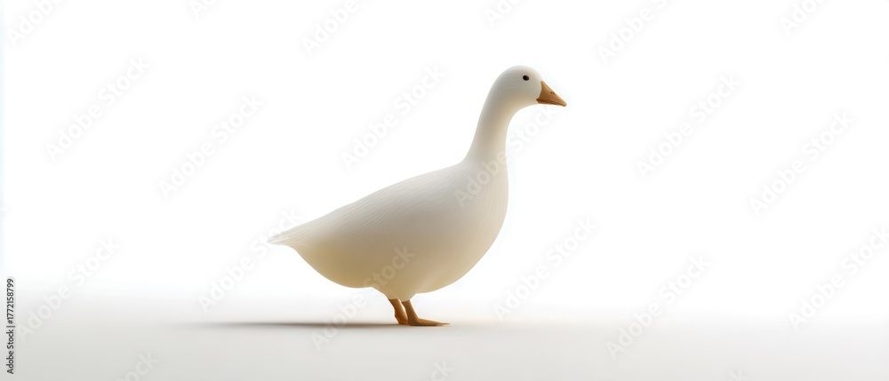 Fototapeta premium Rubber duck on white background, minimalist modern graphic design with colourful nostalgia for children with inspire, thought, glad