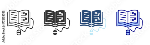 Digital Book Icon Set. Designed In Multi Style