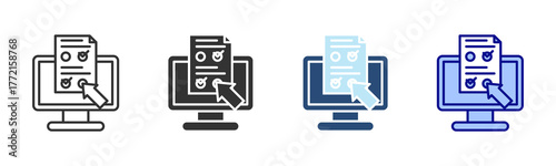 Online Test Icon Set. Designed In Multi Style
