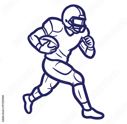 Wallpaper Mural Vector illustration of an american football player running with the ball in action Torontodigital.ca