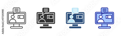 Live Streaming Icon Set. Designed In Multi Style