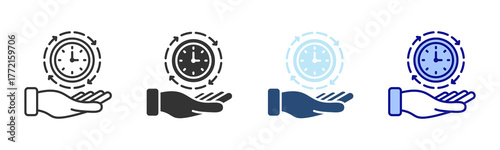 Time Management Icon Set. Designed In Multi Style