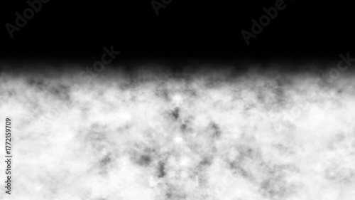 Realistic smoke animation for stage performance luminance matte black and white background seamless loop half screen
