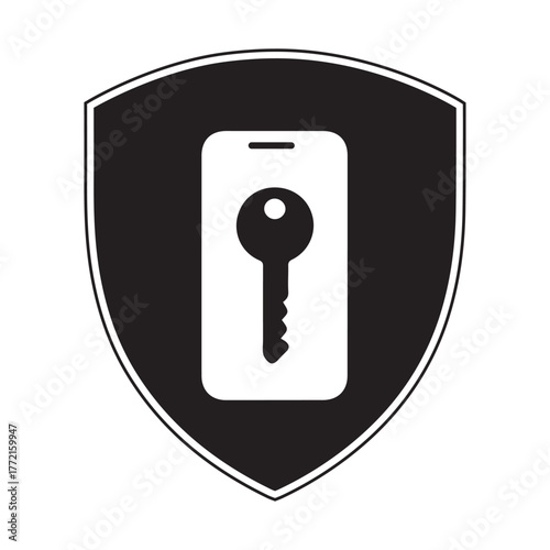 Mobile Key Security Shield Icon – 2FA, Smart Lock & Data Protection