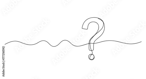 One Line Continuous Art of a Question Mark A Simple Yet Thought-Provoking Illustration in Vector Format