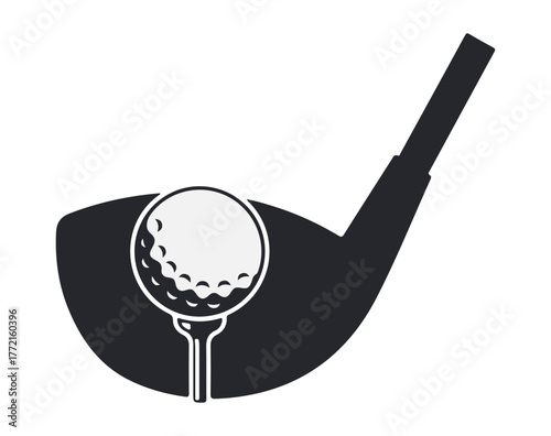 Golf club and ball icon. Tee shot vector illustration. EPS sports equipment symbol