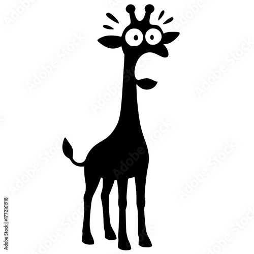 Silhouette of a surprised giraffe