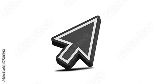 High resolution 3D computer arrow pointer on white background with a shadow