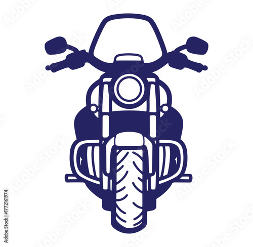 Classic blue motorcycle front view isolated on a white background vector illustration