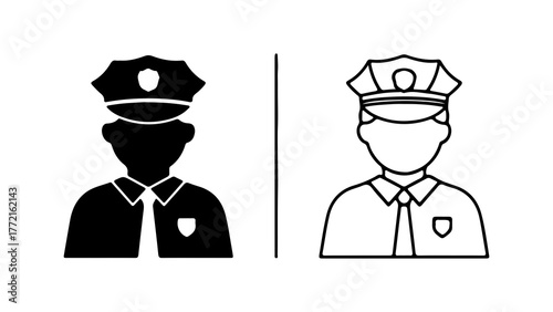 Police officer icons with transparent background