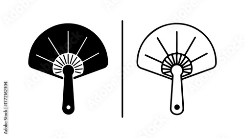 Traditional handheld fans with transparent background