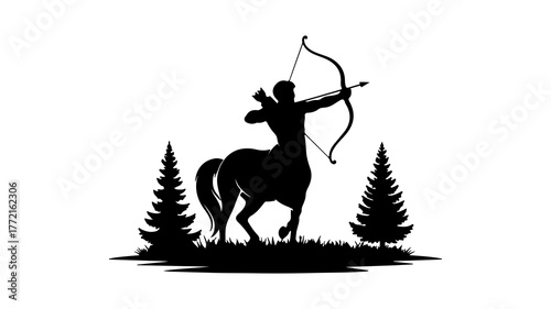 Centaur archer silhouette with transparent background