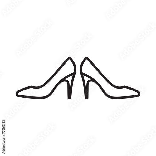 Simple line drawing of two elegant high heel shoes facing each other