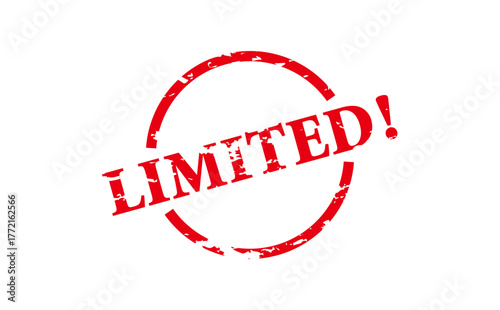 LIMITED! - LIMITED! text written on Red Rubber Stamp 
