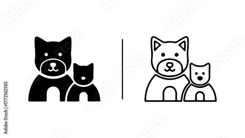 Dog and kitten icons with transparent background