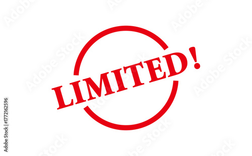 LIMITED! - LIMITED! text written on Red Rubber Stamp 
