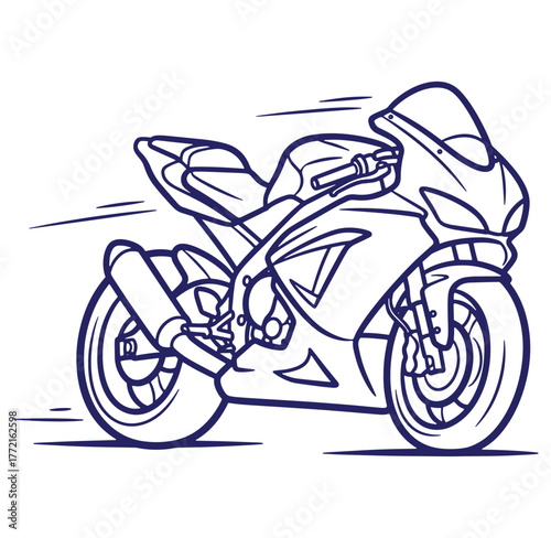 Outlined vector illustration of a sport motorcycle depicting speed and modern transportation