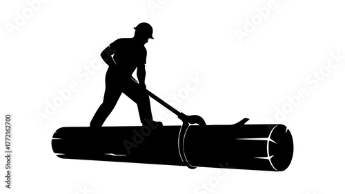 Lumberjack rolling log with transparent background