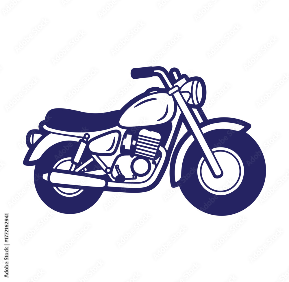 Fototapeta premium Simple two-tone motorcycle illustration perfect for transportation design and graphic projects