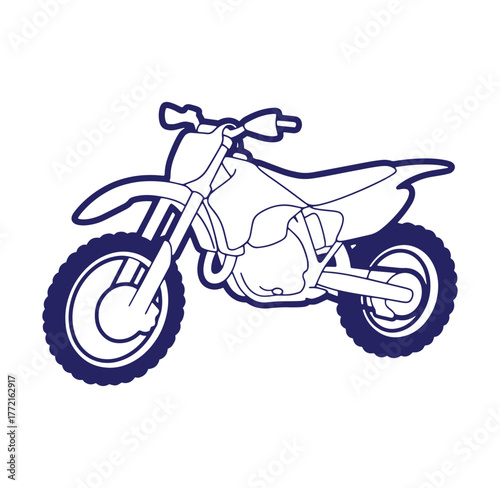 Simple outlined illustration of a modern dirt bike for motocross or off-road racing