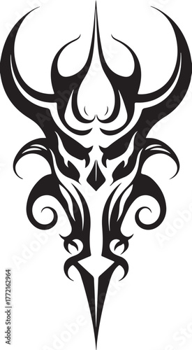 Tribal tattoo design of a skull with wings for an illustration or vector art