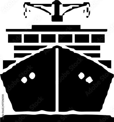 Large cruise ship with a black hull and white trim is depicted on a white background. The ship is a symbol of luxury and relaxation, offering passengers a comfortable and enjoyable travel experience