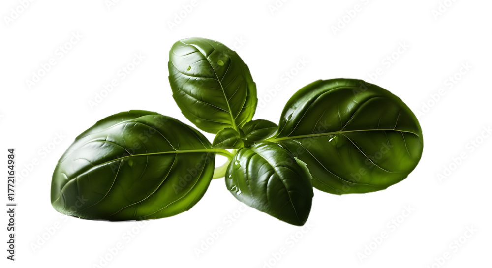 Fototapeta premium Fresh basil leaves aromatic herb culinary ingredient healthy food green plant flavorful garnish cooking basilico on transparent background