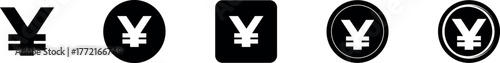 Japanese yen currency icon flat illustration set logo