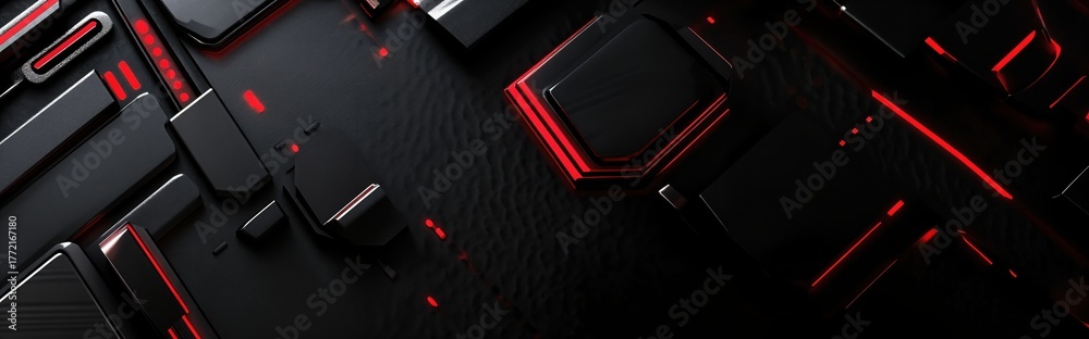 Fototapeta premium Futuristic and dynamic abstract background design with dark shapes and red accents