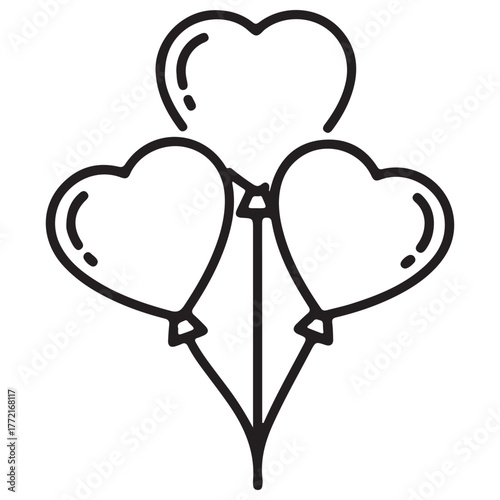Minimalist Outline Heart Balloons Illustration for Love and Celebration