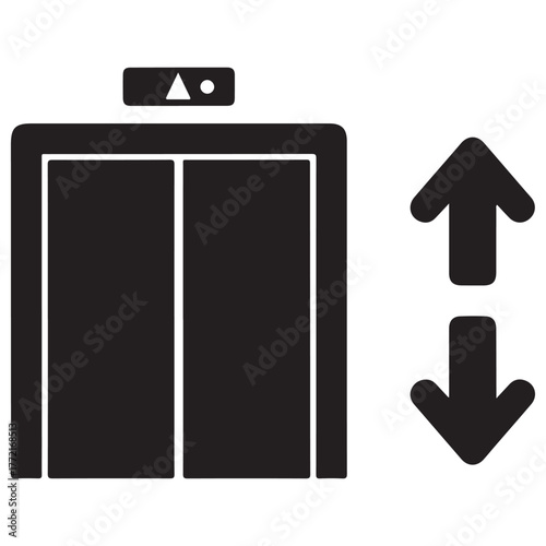 Minimalist Black Elevator Symbol with Up and Down Arrows
