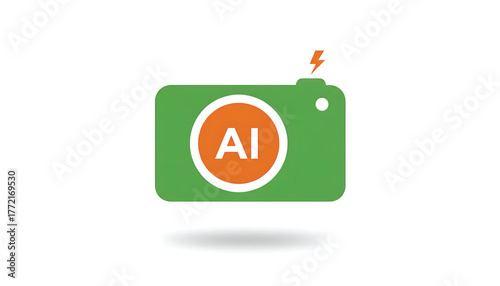 Vector of camera. Camera icon for AI artificial intelligence app tools or assistant button. Symbol of AI assistant