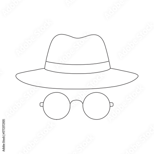 Hat and Glasses Line Drawing