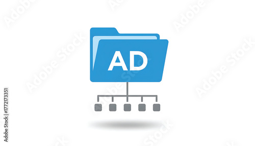 Vector  of flowcart of directory network. Icon of AD Active Directory. Symbol of active directories technology