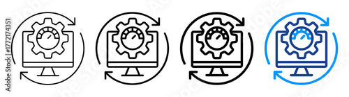 System Optimization Icon Different Style Outline Collection Set
