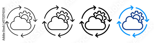 Cloud Automation Icon Different Style Outline Collection Set