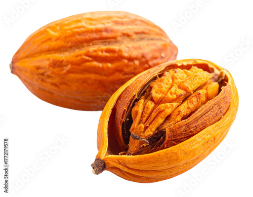 Isolated Dried Mace Spice Nutmeg Aril on White Background