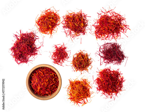 Dried Saffron Threads Isolated on White Background