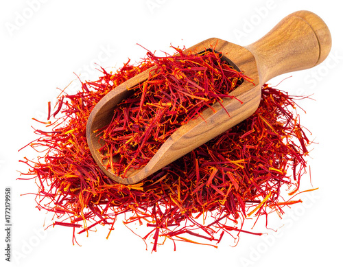 Isolated Dried Saffron Threads on White Background