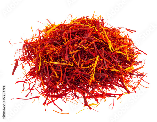 Dried Saffron Threads Isolated on White Background